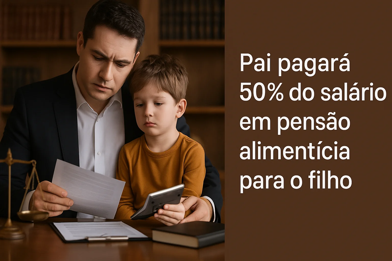 pai pagará 50% do salário pensão alimentícia